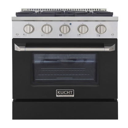 Kucht 30" Pro-Style Propane Gas Dual Fuel Range with 4 Burners in Black, KDF302/LP-K