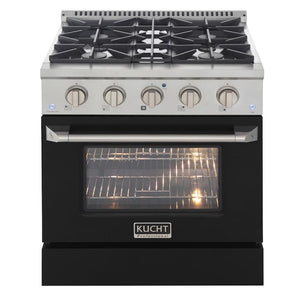 Kucht Professional 30 in. 4.2 cu ft. Propane Gas Range with Black Door and Silver Knobs, KNG301/LP-K