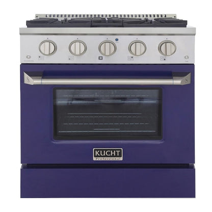 Kucht Professional 30 in. 4.2 cu ft. Natural Gas Range with Blue Door and Silver Knobs, KNG301-B