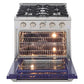 Kucht Professional 30 in. 4.2 cu ft. Propane Gas Range with Blue Door and Silver Knobs, KNG301/LP-B