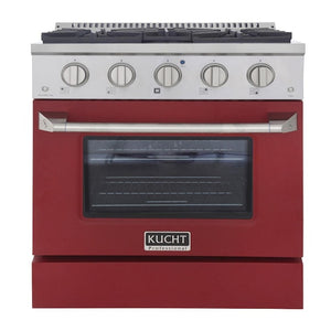 Kucht Professional 30 in. 4.2 cu ft. Propane Gas Range with Red Door and Silver Knobs, KNG301/LP-R