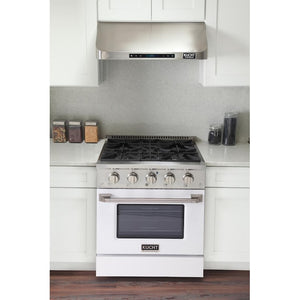 Kucht Professional 30 in. 4.2 cu ft. Natural Gas Range with White Door and Silver Knobs, KNG301-W