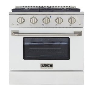Kucht Professional 30 in. 4.2 cu ft. Natural Gas Range with White Door and Silver Knobs, KNG301-W