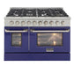 Kucht Professional 48 in. 6.7 cu ft. Natural Gas Range with Blue Door and Silver Knobs, KNG481-B