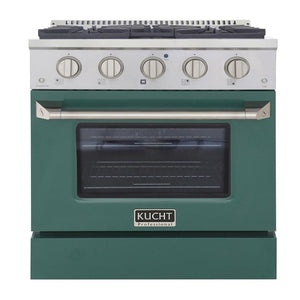 Kucht Professional 30 in. 4.2 cu ft. Propane Gas Range with Green Door and Silver Knobs, KNG301/LP-G