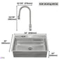 FORNO Acqua 33" Drop-In/Undermount 3 Level Workstation Sink, Waterfall Faucet, Glass Rinser in Stainless Steel, D-WP30