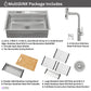 FORNO Acqua 33" Drop-In/Undermount 3 Level Workstation Sink, Waterfall Faucet, Glass Rinser in Stainless Steel, D-XP30