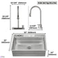 FORNO Acqua 33" Drop-In/Undermount 3 Level Workstation Sink, Waterfall Faucet, Glass Rinser in Stainless Steel, E-XP30