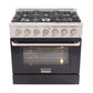 Kucht Professional 36 in. 5.2 cu ft. Natural Gas Range with Black Door and Silver Knobs, KNG361-K