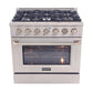 Kucht Professional 36 in. 5.2 cu ft. Propane Gas Range with Silver Knobs, KNG361/LP-S