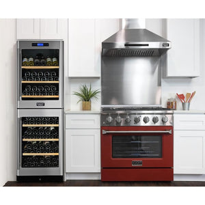 Kucht Professional 36 in. 5.2 cu ft. Propane Gas Range with Red Door and Silver Knobs, KNG361/LP-R