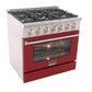 Kucht Professional 36 in. 5.2 cu ft. Propane Gas Range with Red Door and Silver Knobs, KNG361/LP-R