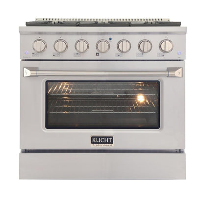 Kucht Professional 36 in. 5.2 cu ft. Propane Gas Range with Silver Knobs, KNG361/LP-S