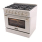 Kucht Professional 36 in. 5.2 cu ft. Propane Gas Range with Silver Knobs, KNG361/LP-S