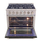 Kucht Professional 36 in. 5.2 cu ft. Natural Gas Range with Black Door and Silver Knobs, KNG361-K