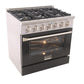Kucht Professional 36 in. 5.2 cu ft. Natural Gas Range with Black Door and Silver Knobs, KNG361-K