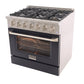 Kucht Professional 36 in. 5.2 cu ft. Natural Gas Range with Black Door and Silver Knobs, KNG361-K