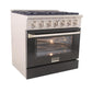 Kucht Professional 36 in. 5.2 cu ft. Natural Gas Range with Black Door and Silver Knobs, KNG361-K