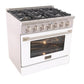 Kucht Professional 36 in. 5.2 cu ft. Propane Gas Range with White Door and Silver Knobs, KNG361/LP-W