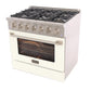Kucht Professional 36 in. 5.2 cu ft. Propane Gas Range with White Door and Silver Knobs, KNG361/LP-W