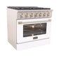 Kucht Professional 36 in. 5.2 cu ft. Propane Gas Range with White Door and Silver Knobs, KNG361/LP-W