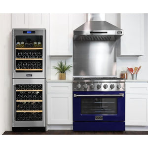 Kucht Professional 36 in. 5.2 cu ft. Propane Gas Range with Blue Door and Silver Knobs, KNG361/LP-B