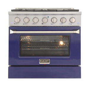 Kucht Professional 36 in. 5.2 cu ft. Natural Gas Range with Blue Door and Silver Knobs, KNG361-B