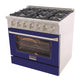 Kucht Professional 36 in. 5.2 cu ft. Natural Gas Range with Blue Door and Silver Knobs, KNG361-B
