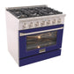 Kucht Professional 36 in. 5.2 cu ft. Natural Gas Range with Blue Door and Silver Knobs, KNG361-B