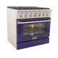 Kucht Professional 36 in. 5.2 cu ft. Natural Gas Range with Blue Door and Silver Knobs, KNG361-B