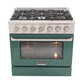 Kucht Professional 36 in. 5.2 cu ft. Natural Gas Range with Green Door and Silver Knobs, KNG361-G