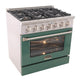 Kucht Professional 36 in. 5.2 cu ft. Propane Gas Range with Green Door and Silver Knobs, KNG361/LP-G