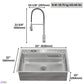 FORNO Acqua 33" Drop-In/Undermount 3 Level Workstation Sink, Chef Faucet, Glass Washing Station in Stainless Steel, D-WP31