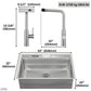 FORNO Acqua 33" Drop-In/Undermount 3 Level Workstation Sink, Waterfall Faucet, Glass Rinser in Stainless Steel, D-XP30