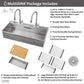 FORNO Acqua 48" Drop-In/Undermount 3 Level Workstation Sink, 2 Faucets, Glass Rinser in Stainless Steel, J-WP30