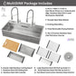 FORNO Acqua 45" Drop-In/Undermount 3 Level Workstation Sink, 2 Faucets, Glass Rinser in Stainless Steel, J-WP31