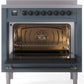 ILVE Nostalgie II 36" Induction Range with Element Stove and Electric Oven in Blue Grey with Bronze Trim, UPI366NMPBGB