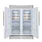FORNO Maderno 60" 27.2 cu.ft. Convertible Refrigerator and Freezer with Grill Trim Kit in White with Antique Brass Handles, FFFFD1722-60SG-WHT
