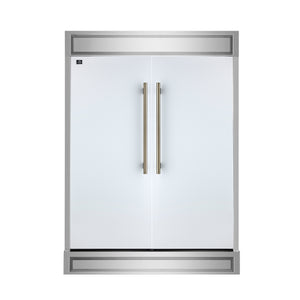 FORNO Maderno 60" 27.2 cu.ft. Convertible Refrigerator and Freezer with Modern Trim Kit in White with Antique Brass Accents, FFFFD1722-60MG-WHT