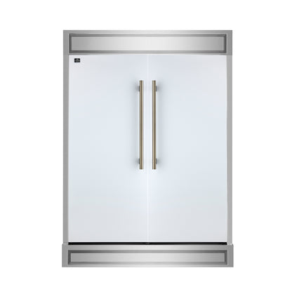 FORNO Maderno 60" 27.2 cu.ft. Convertible Refrigerator and Freezer with Modern Trim Kit in White with Antique Brass Accents, FFFFD1722-60MG-WHT