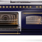 ILVE Nostalgie II 60" Dual Fuel Propane Gas Range in Blue with Brass Trim, UP60FSNMPMBGLP