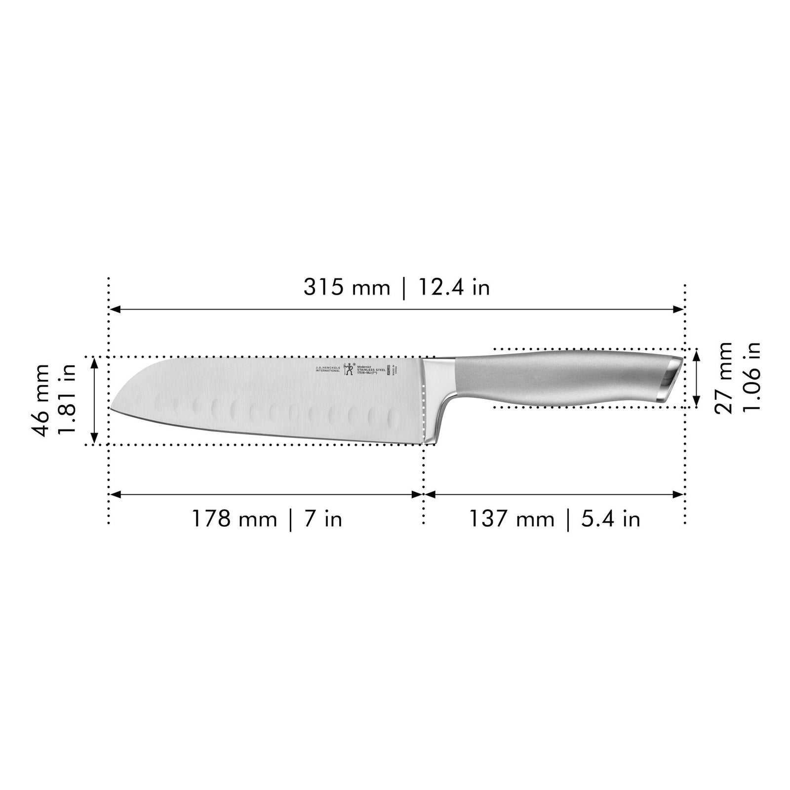 Henckels 7" Hollow Edge Santoku Knife, Modernist Series Premium Home
