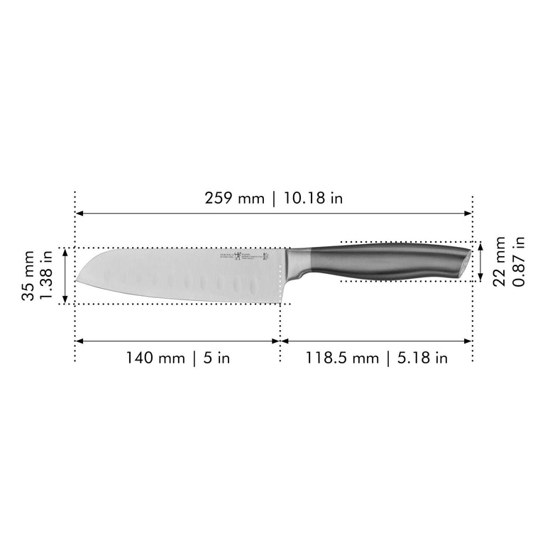 Henckels 5" Hollow Edge Santoku Knife, Graphite Series