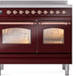 ILVE Nostalgie II 40" Induction Range with Element Stove and Electric Oven in Burgundy with Copper Trim, UPDI406NMPBUP