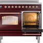 ILVE Nostalgie II 40" Induction Range with Element Stove and Electric Oven in Burgundy with Copper Trim, UPDI406NMPBUP