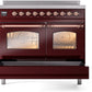 ILVE Nostalgie II 40" Induction Range with Element Stove and Electric Oven in Burgundy with Copper Trim, UPDI406NMPBUP