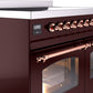 ILVE Nostalgie II 40" Induction Range with Element Stove and Electric Oven in Burgundy with Copper Trim, UPDI406NMPBUP