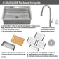 FORNO Acqua 33" Drop-In/Undermount 3 Level Workstation Sink, Retractable Faucet, Glass Rinser in Stainless Steel, D-XP31