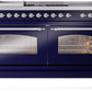 ILVE Nostalgie II 60" Dual Fuel Propane Gas Range in Blue with Chrome Trim, UP60FSNMPMBCLP