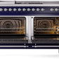 ILVE Nostalgie II 60" Dual Fuel Propane Gas Range in Blue with Chrome Trim, UP60FSNMPMBCLP